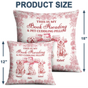 Reading,Cat Mom,Cat Lovers,Dog Lovers,Happy - Just A Girl Who Loves Books & Pets Toile De Jouy Pattern - Personalized Pillow