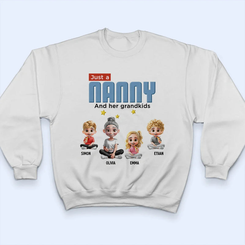 Gift For Grandma,Grandma - Grandkids,Family,Happy - Just A Grandma And Her Grandkids - Personalized T Shirt