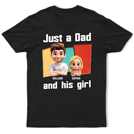 Just A Grandpa Dad And His Girl Comic Style - Personalized T Shirt