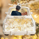 Christmas,Married Couple,Romantic,Gift For Couples,Icon - Just Married Wedding Couple - Personalized 3-Layered Acrylic Shaker Ornament