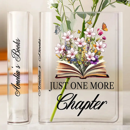 Just One More Chapter Birth Flower - Personalized Acrylic Book Vase