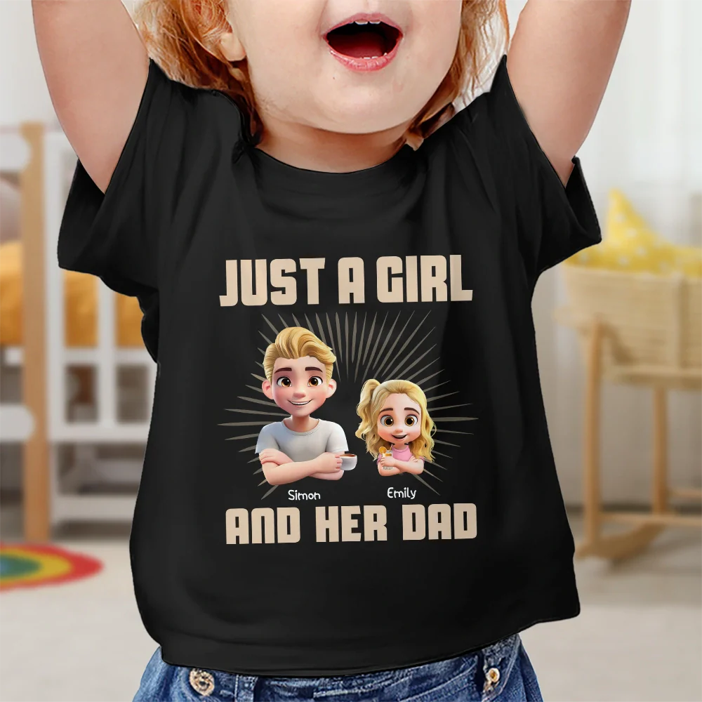 Just A Dad And His Girl 3D Effect Crossed Arms - Personalized T Shirt