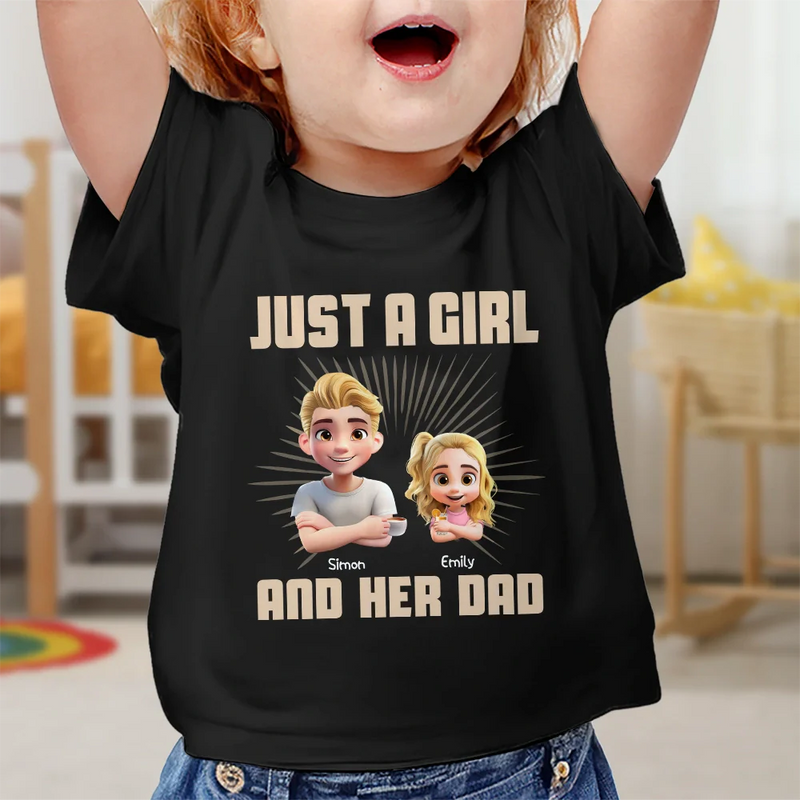 Just A Dad And His Girl 3D Effect Crossed Arms - Personalized T Shirt