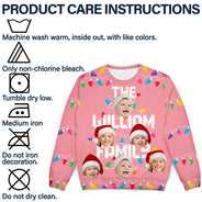Christmas,Custom Photo,Family,Continue Shopping,Happy - Custom Photo Christmas Light Family Name - Personalized Unisex Ugly Sweater