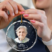 Family, Memorial - Custom Photo Memorial Your Wings Were Ready - Personalized Circle Glass Ornament