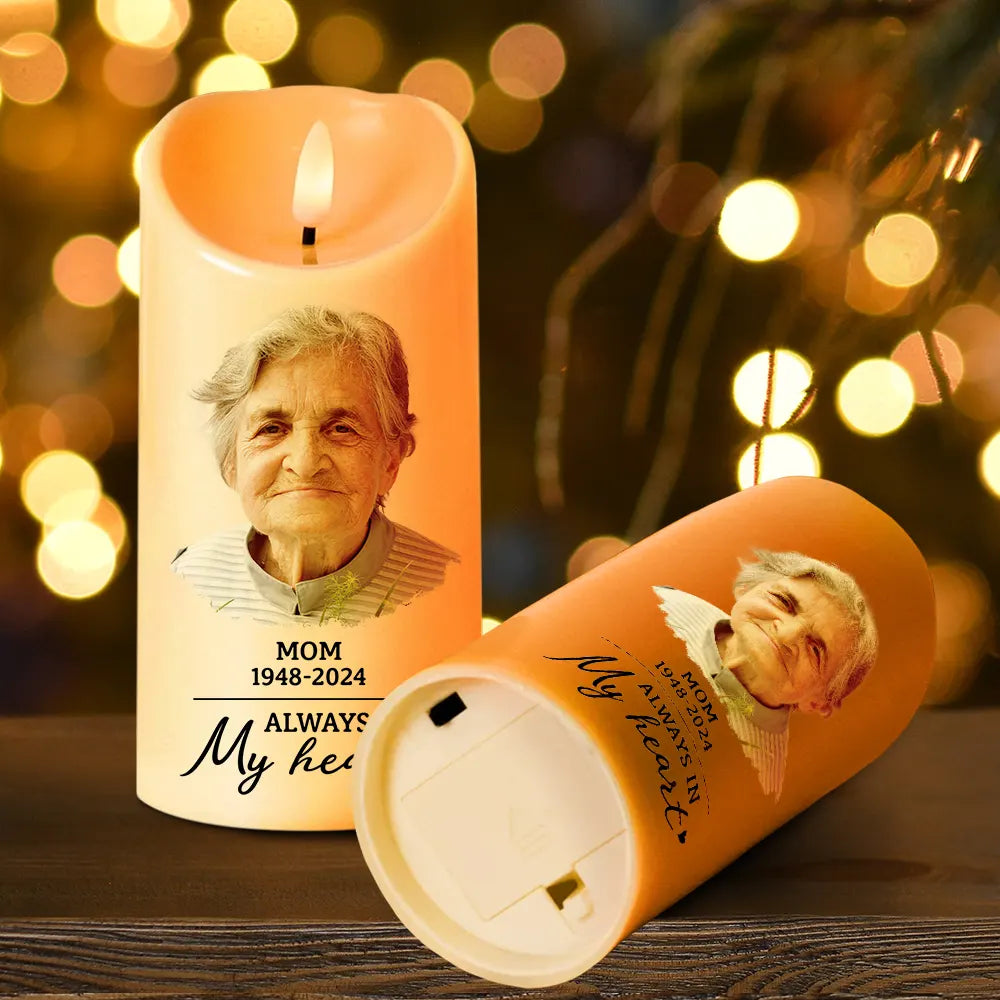 Custom Photo,Memorial,Family,Sad - Custom Photo Memorial Your Wings Were Ready - Personalized Flameless LED Candle