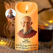 Custom Photo,Memorial,Family,Sad - Custom Photo Memorial Your Wings Were Ready - Personalized Flameless LED Candle