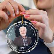 Memorial, Family - Memorial Grayscale Your Life Was A Blessing - Personalized Circle Glass Ornament