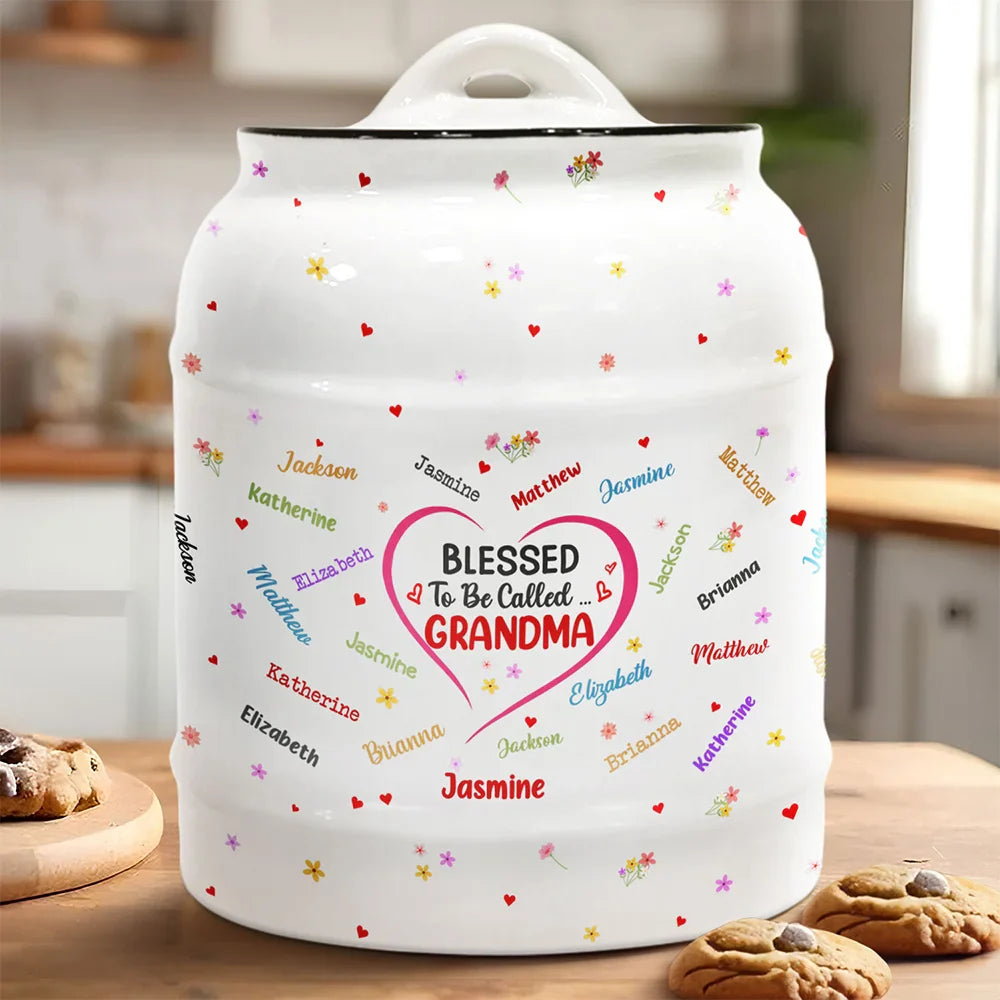 Gift For Mother,Gift For Grandma,Gift For Aunt,Love - Blessed To Be Called Grandma Nana - Personalized Cookie Jar