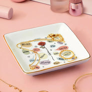 Gift For Mother - Names For Mom - 3D Embossed Effect Printed Ring Dish, Personalized Ring Dish