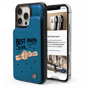 Gift For Father,Gift For Grandpa,Happy - Best Dad Grandpa Ever Fist Bump - Personalized Leather Flip Wallet Phone Case