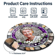 Memorial,Custom Photo,Pet Lovers,Dog Lovers,Cat Lovers - Custom Photo Forever In My Heart - 3D Mosaic Faux Stained Glass Effect Printed, Personalized Circle Memorial Garden Stone