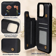 Gift For Grandma,Gift For Mother,Love,Gift For Women - Birth Flower Grandma's Garden - Personalized Leather Flip Wallet Phone Case