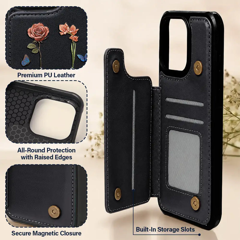 Gift For Grandma,Gift For Mother,Love,Gift For Women - Birth Flower Grandma's Garden - Personalized Leather Flip Wallet Phone Case