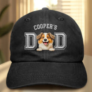 Dog Lovers,Dog Dad,Happy,Pet Lovers,Pet Dad,Pet Mom,Dog Mom - Dog Dad Dog Mom 3D Effect - Embroidery Text Effect Printed, Personalized Vintage Washed Denim Cap