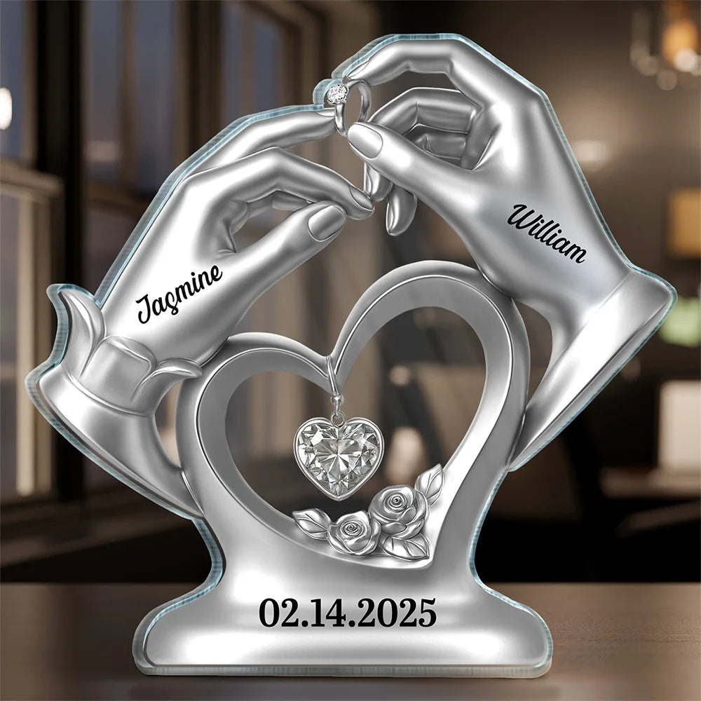 Anniversary Wedding Gifts For Couples - 3D Inflated Effect Printed, Personalized Custom Shaped Acrylic Plaque
