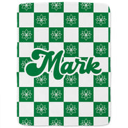 Gift For Yourself,Gift For Women,Gift For Men,Happy - Birth Month Flower Checkered Pattern - Personalized Fleece Blanket, Sherpa Blanket