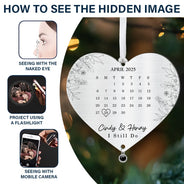 Anniversary,Wedding Anniversary,Love,Gift For Couples,Engaged,Christmas - Custom Photo Calendar First Christmas Married Engaged Newlywed - Personalized Custom Shaped Photo Projection Ornament