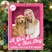 Pet Lovers,Pet Mom,Pet Dad,Dog Lovers,Dog Mom,Dog Dad,Happy,Christmas,Top Market - Custom Photo A Girl & Her Dogs Unbreakable Bond Toy Box - Personalized Custom Shaped Acrylic Ornament