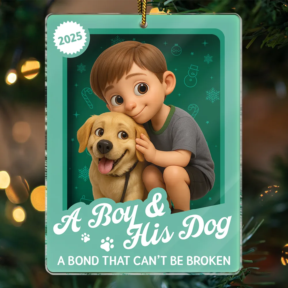 Pet Lovers,Pet Mom,Pet Dad,Dog Lovers,Dog Mom,Dog Dad,Happy,Christmas,Top Market - Custom Photo 3D Effect Figure Art A Girl & Her Dogs Unbreakable Bond - Personalized Custom Shaped Acrylic Ornament