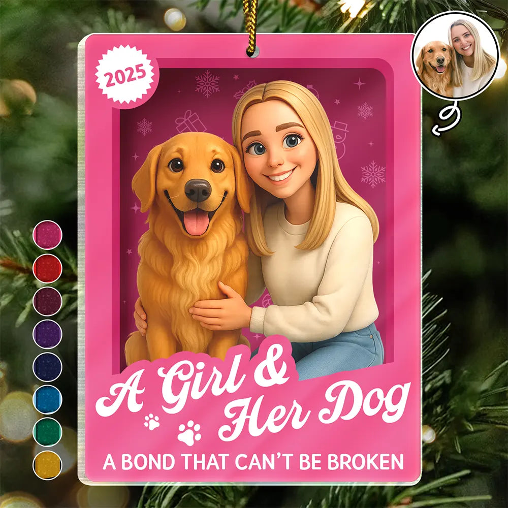 Custom Photo 3D Effect Figure Art A Girl & Her Dogs Unbreakable Bond - Personalized Custom Shaped Acrylic Ornament