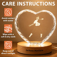 Happy, Parents, Gift For Grandparents, Gift For Kids, Gift For Daughter, Gift For Son - Custom Photo Kid Hobby Baseball Pet Ballet Gymnastics - Personalized Crystal Heart Shaped Lamp