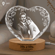 Gift For Couples,Old Couples,Gift For Husband,Gift For Wife,LGBT,Love,Married ,Engaged,Wedding,Wedding Anniversary - Custom Photo The Date We Became Mr & Mrs Wedding Couple - Personalized Crystal Heart Shaped Lamp