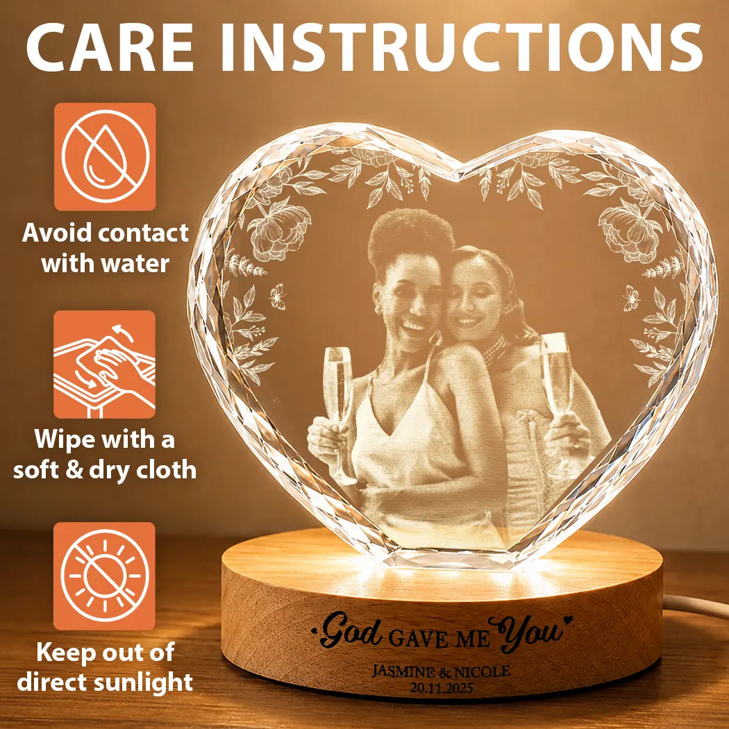 Gift For Couples,Old Couples,Gift For Husband,Gift For Wife,LGBT,Love,Married ,Engaged,Wedding,Wedding Anniversary - Custom Photo The Date We Became Mr & Mrs Wedding Couple - Personalized Crystal Heart Shaped Lamp