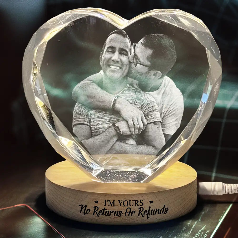 Custom Photo My Favorite Place In All The World Is Next To You - Personalized Crystal Heart Shaped Lamp