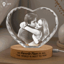 Custom Photo My Favorite Place In All The World Is Next To You - Personalized Crystal Heart Shaped Lamp