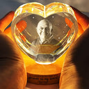 Pet Lovers,Cat Lovers,Dog Lovers,Sad,Memorial,Family - Custom Photo Forever Loved Memorial Dog Cat - Personalized Crystal Heart Shaped Lamp