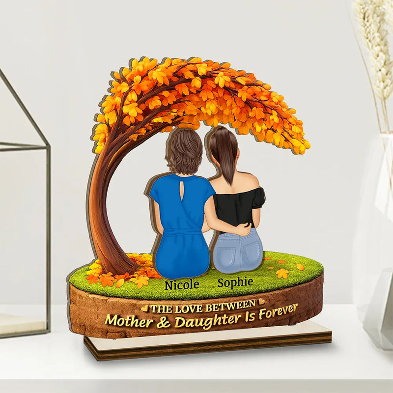 Gift For Mother,Mom,Daughters (Adult),Happy - The Love Between Mother & Daughter - Personalized Custom Shaped 2-Layered Wooden Plaque