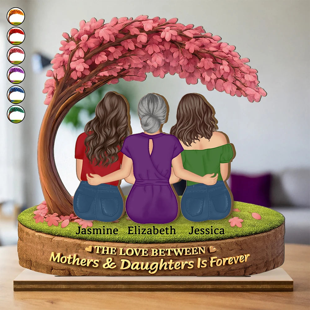 The Love Between Mother & Daughter - Personalized Custom Shaped 2-Layered Wooden Plaque