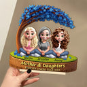 Gift For Mother,Mom - Daughters (Adult),Happy - Mother Daughter Under The Tree Forever Linked Together - Personalized Custom Shaped 2-Layered Wooden Plaque