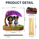 Gift For Mother,Mom - Daughters (Adult),Happy - Mother Daughter Under The Tree Forever Linked Together - Personalized Custom Shaped 2-Layered Wooden Plaque