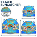 Vector,Patio,Poolside,Gift For Couples,Gift For Husband,Gift For Wife,Gift For Boyfriend,Gift For Girlfriend,Funny - Couple Poolside Paradise Relax Enjoy Stained Glass Effect - Personalized Window Hanging Suncatcher Ornament