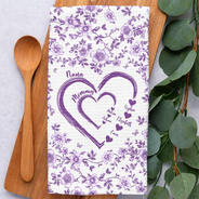 Gift For Wife,Gift For Mother,Gift For Grandma,Love,Family,Non-Eng,Icon - Mom Grandma Sweethearts Toile - Personalized Kitchen Towel