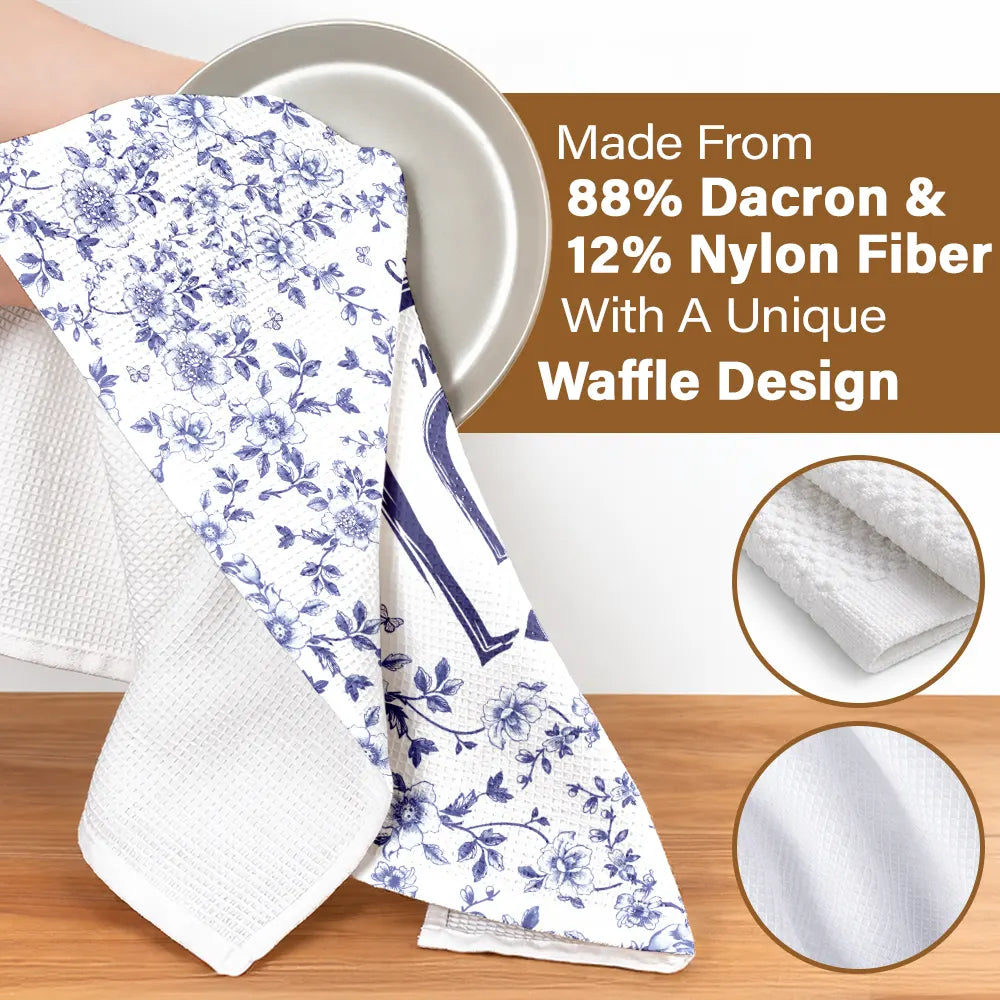 Gift For Wife,Gift For Mother,Gift For Grandma,Love,Family,Non-Eng,Icon - Mom Grandma Sweethearts Toile - Personalized Kitchen Towel