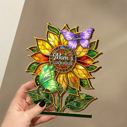 Gift For Grandma,Grandma - Grandkids,Grandma's Hobby,Gardening,Happy,Icon,Adorable - Grandma's Love Bugs Stained Glass Effect - Personalized Custom Shaped Wooden Plaque