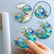 Gift For Grandma,Grandma - Grandkids,Gift For Mother,Beach,Happy,Non-Eng,Icon,Grateful - First Mom Now Grandma Turtle - Personalized Acrylic Magnet