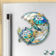 Gift For Grandma,Grandma - Grandkids,Gift For Mother,Beach,Happy,Non-Eng,Icon,Grateful - First Mom Now Grandma Turtle - Personalized Acrylic Magnet