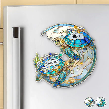 First Mom Now Grandma Turtle - Personalized Acrylic Magnet