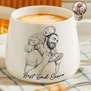 Custom Photo,Gift For Father,Dad - Children,Non-Eng,Photo - Pencil Sketch,Proud - Custom Photo Pencil Sketch Best Dad Ever Dad Family Gift - Personalized Tapered Mug