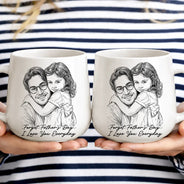 Custom Photo,Gift For Father,Dad - Children,Non-Eng,Photo - Pencil Sketch,Proud - Custom Photo Pencil Sketch Best Dad Ever Dad Family Gift - Personalized Tapered Mug