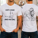 Custom Photo,Gift For Father,Dad - Daughters (Young),Top Market,Photo - Pencil Sketch,Proud - Custom Photo Pencil Sketch Portrait A Dad And His Girls Multiple - Personalized T Shirt