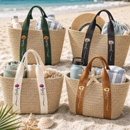 Gift For Yourself, Gift For Women, Summer, Adorable, Icon - Birth Month Flower With Name - Personalized Straw Beach Bag