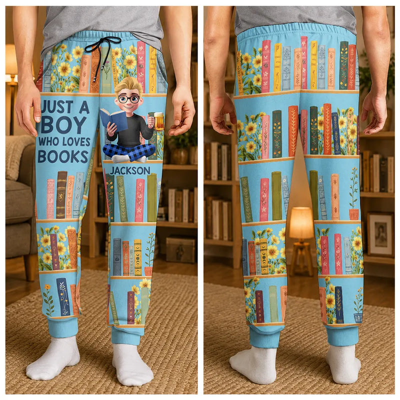 Christmas,Cozy,Reading,Gift For Yourself,Vector - A Girl Who Loves Books Birth Month Flower - Personalized Pajama Pants