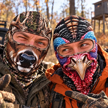 Gag Gift For Men Who Love Hunting, Hunter, Friend - Personalized Funny Realistic Buck, Turkey Head Balaclava Face Mask