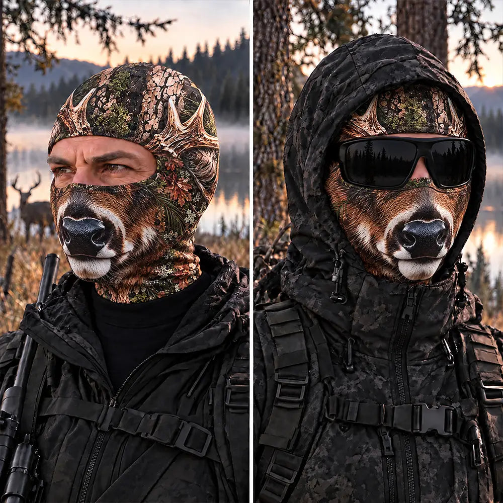Christmas,Humorous,Hunting,Icon,Top Market - Gag Gift For Men Who Love Hunting, Hunter, Friend - Personalized Funny Realistic Buck, Turkey Head Balaclava Face Mask