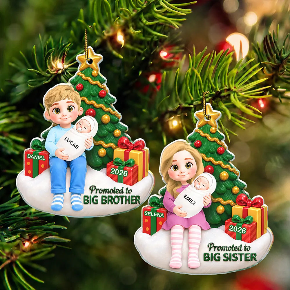 Adorable,Christmas,Gift For Kids,Vector - Baby First Christmas Gift For Big Brother Or Sister - Personalized Acrylic Ornament
